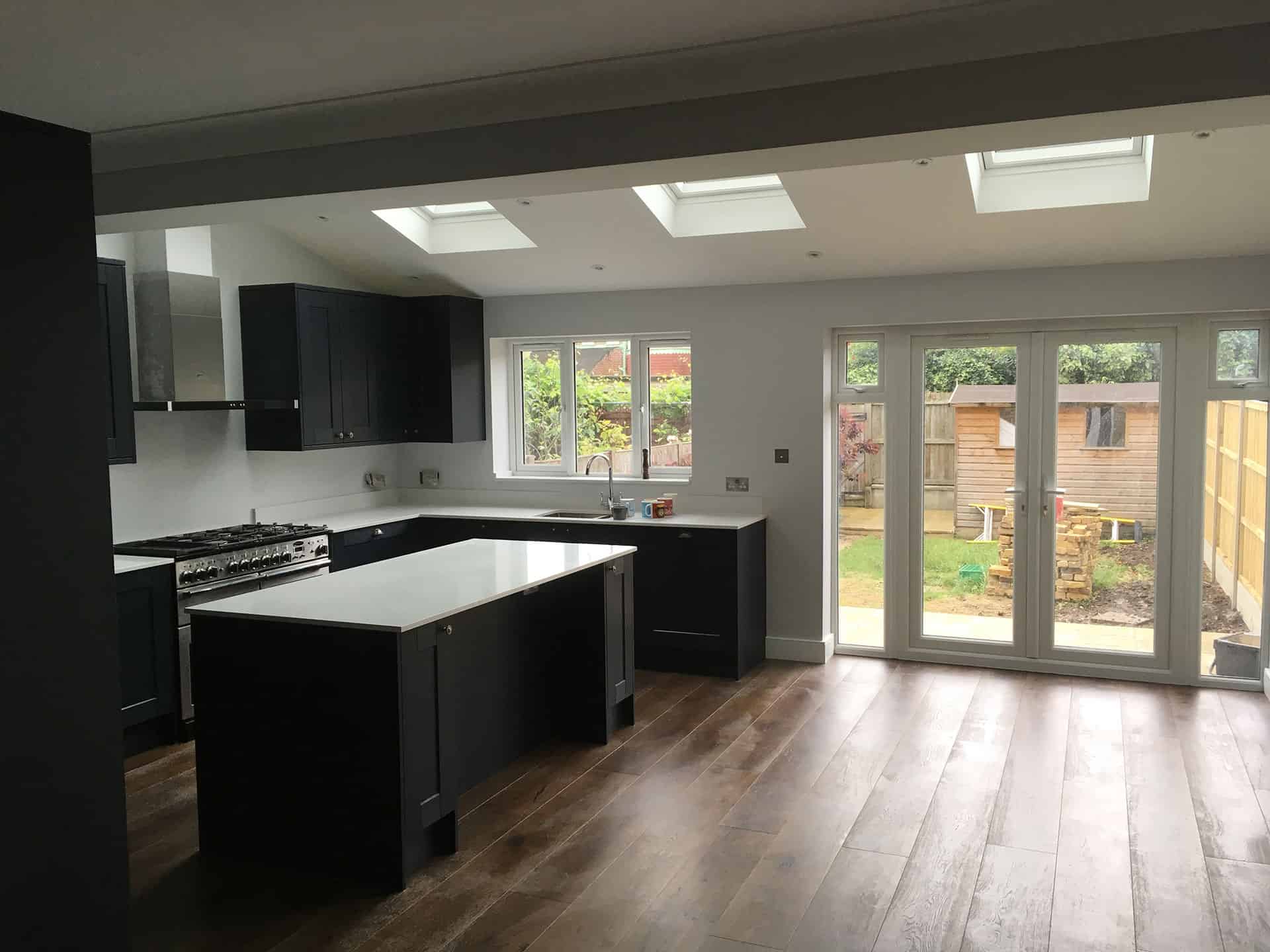 modern kitchen extension north london open plan kitchen with skylights